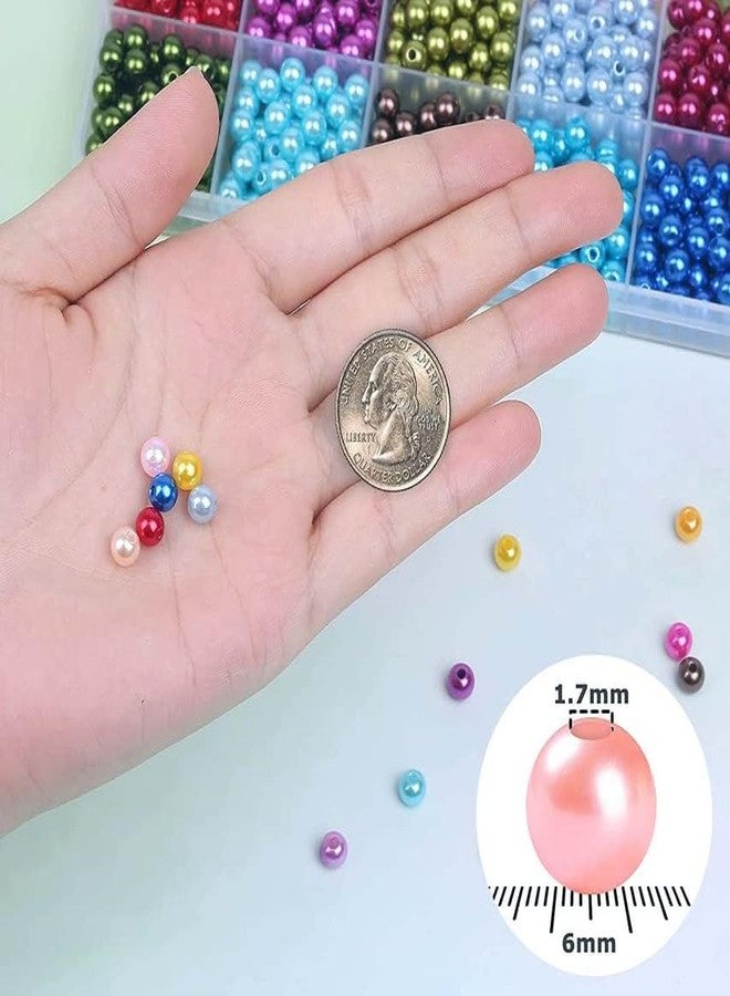 دي آي واي كرافتس مجموعة أشغال يدوية مكونة من 600 قطعة، ألوان عشوائية، خرز لؤلؤي، خرز لؤلؤي متعدد الألوان، خرز لؤلؤي سائب مع ثقوب لصنع المجوهرات، خرز حشو لؤلؤي صغير لصنع الأساور والقلائد (600 قطعة، ألوان عشوائية) - Image 3